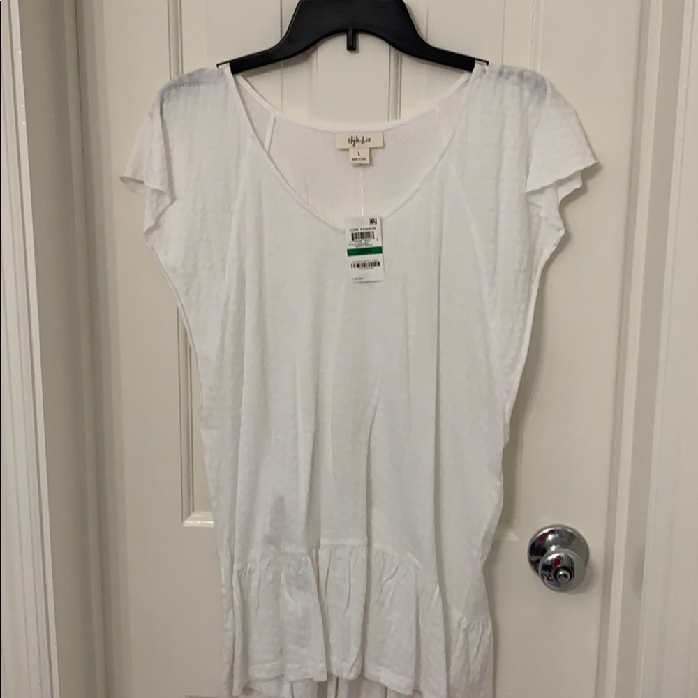 V-neck white top